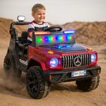 Toyify Driving Thar Jeep for Kids 1 to 8 Years | Driving Electric Car Toy Ride on | Loading Capacity of 50 Kg | Bluetooth Music Player | Remote Control & Manual Steering Drive (Kids Jeep - Red)