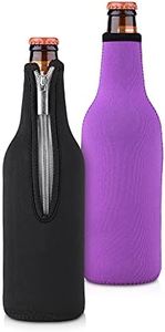 kwmobile 2x Bottiglia 330-500ml Cooler Sleeve per Bottiglie - per Birre e Altre Bevande - Realizzato in Neoprene nero/viola Isolante