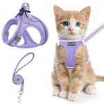 SALFSE Cat Harness and Leash for Walking Escape Proof, Adjustable Kitten Vest Harness Reflective Soft Mesh Puppy Harness for Outdoor, Comfort Fit, Easy to Control (Purple, S)
