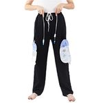 Catheter Leg Bag Long Pants for Nephrostomy, Foley, Suprapubic & Biliary Catheters, Holds (2) 2000ml Leg Bags, Urine Bag Underwear with Double Pockets for Men & Women, No Leg Bags and Tubes Included (L, Black)