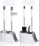 NORIDY Silicone Toilet Brush with Holder Set Free Stand Sleek Toilet Cleaner Brush with Ventilated Drying Stand and Adhesive Wall Mounted Toilet Cleaning Floor Scrubber Brushes