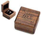 MUUJEE 1 Corinthians 13:1 Double Ring Box - Engraved Wooden Ring Case Box for Wedding Ceremony Engagement Proposal, Ring Bearer Gift Ideas (Love)