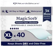 NorthShore MagicSorb, 30 x 36, 60 oz., Super-Absorbent Disposable Underpads, X-Large, Case/40 (4/10s)