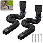 KOLAKO Rain Gutter Downspout Extension, 2 Pack Down Spout Extender Black Gutter Connector Rainwater Drainage Flexible Drain Extendable from 19.7 to 58 Inch