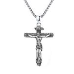 ZIPPICE Crucifix Necklace for Men 925 Sterling Silver Jesus Cross Pendant Necklace with Stainless Steel Chain Amulet Necklace Jewellery Gift for Men Women Teen