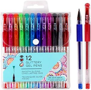 I Heart Art Gel PENS Glitter Set of 12, mixed colours (5212) Glitter Gel Pens, 12 Pack Gel Pens 12 Colours Glitter Gel Pen Set for Adult Colouring Books Doodling Drawing Writing