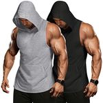 COOFANDY Men's 2 Pack Workout Hooded Tank Tops Bodybuilding Muscle Cut Off T Shirt Sleeveless Gym Hoodies