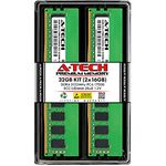 A-Tech Server 32GB Kit (2 x 16GB) 2Rx8 PC4-17000 DDR4 2133MHz ECC Unbuffered UDIMM 288-Pin Dual Rank DIMM 1.2V Workstation Server Memory RAM Upgrade Stick Modules (A-Tech Enterprise Series)