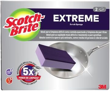 Scotch-Brite Extreme Estropajo de Cocina de Alto Rendimiento, Color Morado - Paquete de 2 Esponjas - para Limpiar Ollas, Sartenes y Bandejas de Horno