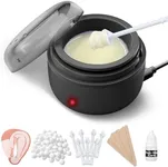 Suerbeaty Ear Nose Wax Kit Men, Ear Nose Waxing Kit, Ear Hair Removal Wax with 100 g Wax, 20 Applicators, 30 Ear Protective, 15-20 Times, Usb Rapid Heating, Constant Temperature, Painless, Black