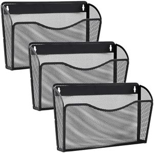 Gawerk 3 Pack Wall File Organizer, Mesh Hanging Metal Vertical Wall Mounted File Holder for Office/Home