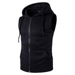 AIOIDI Casual Sleeveless Sweatshirts Hoodie for Men Zip Up Sport Gilet with Pocket,M-Black,L