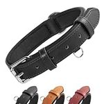 Grand Line Leather Dog Collar, Wider and Thicker Durable Dog Collar with Soft Padded, Adjustable Pet Dog Collar for Small Medium Large Cat Puppy (Black, M)