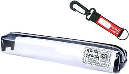 Rough Enough Slim Thin Small Cute Clear Pencil Case Pouch for Kids Boys Girls Adults School Stationary Art Supplies for College Students Teacher Office Aesthetic