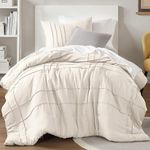 Comfort Spaces Cream Twin Size Duvet Cover Set - 2 Pieces Pintuck Pleated Duvet Cover Twin, All Season Lightweight, Extra Softness Pre-Washed Microfiber Twin Bedding Cover Shams, Twin/Twin XL