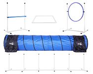 Better Sporting Dogs Complete Starter Agility Kit for Dogs | 5 Piece Dog Agility Set | Agility Jump | Tire Jump | Weave Poles | 10’ Tunnel with Sandbags | Pause Box