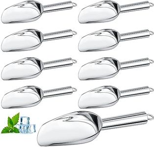 8 Pcs Metal Ice Scoop 6 oz Stainless Steel Ice Scooper for Ice Maker Kitchen Freezer Bar Wedding Party Small Scoops for Pet Animal Dog Food Candy Scoop Beach Shovel Silver