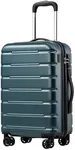 Coolife Luggage Suitcase Carry-on Spinner TSA Lock USB Port Expandable (only 28’’) Lightweight Hardside Luggage (Teal Blue, S(20in_carry on))