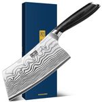 HOSHANHO Cleaver Knife 7 Inch, Razor Sharp High Carbon Powder Steel Meat Cleaver, Professional Japanese Butcher Chopper Kitchen Knife for Meat Cutting Vegetable Slicing