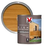 V33 High Protection Woodstain Medium Oak 2.5L | 8 Years Guarantee | with UV Filters | Water Repellent | Non-drip Formulation | Felxible | Quick Dry | Only 2 Coats Needed