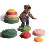 makarci Stepping Stones for Kids, 5pcs Non-Slip Plastic Balance River Stones for Promoting Children's Coordination Skills Sensory Toy Obstacle Course Outdoor or Indoor Play Equipment