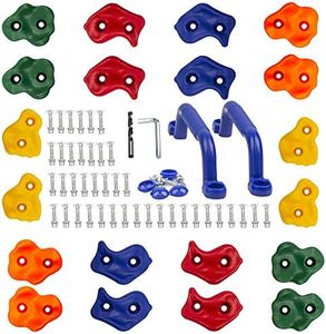 KINSPORY 20pc Climbing Holds Kids and 2pc Climbing Grips, Colourful Pig Nose Shape Rock Wall Climbing Set for Indoor Outdoor Playground PlaySet Building with Hardware Kit