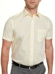 Double TWO Men's Short Sleeve Shirt White Button Down Formal Business Casual Shirt