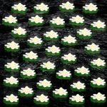 CONEHOY 42 Pcs Floating Pool Lights LED Lotus Floating Lanterns Lifelike Floating Flower Light Battery Operated Lily Pad Flower Candle Fun Pool Accessories for Garden Pond Decor(White, 3.9 Inch)