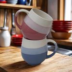 U & U UNIQUE UTILITIES Ceramic Coffee Mug Milk Cup for Home & Office Gift - 450 ML (Set of 2) (Pink - Grey)