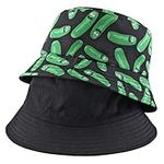 CHIC DIARY Reversible Bucket Hat for Women Men Double Side Printed Sun Hat Unisex Summer Black Fisherman Bucket Cap for Travel