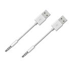 Amicable USB Date Charger Cable Replacement for iPod Shuffle Charger Cable,(2-Pack) 3.5mm Jack/Plug to USB Power Charger Sync Data Transfer Cable for Pod Shuffle 3rd 4th 5th /6/7 Gen