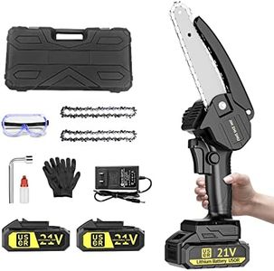 USOR Mini Chainsaw Cordless 6-Inch with 2 Battery, 21v Mini Power Chain Saw with Security Lock(Black)