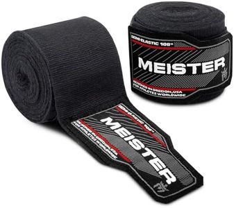 Meister Junior 108" Semi-Elastic Hand Wraps for MMA & Boxing (Pair) - Black