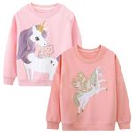 Winzik Girls Sweatshirt, Unicorn Sweater Shirt Toddler Kids Girl Pullover Fall Long Sleeve 2 Pack Clothes 2-7T (4-5T, 2Pcs Pink Unicorn B)