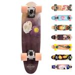 Skateboard Retro 55 cm / 22 in Mini Cruiser Real Wood Canadian Maple Perfect Complete Board Vintage Wooden Skateboards (SMILE)