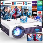 FUDONI Projector with WiFi and Bluetooth, 5G WiFi Native 1080P Outdoor Projector 11000L Support 4K, Portable Movie Projector with Screen and Max 300", for iOS/Android/Laptop/TV Stick/HDMI/USB/VGA/TF