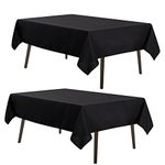 MYSKY HOME 2 Pack Black Table Cloths Rectangular Nappe de Table Rectangulaire Table Cloth Machine Washable Polyester Table Cover for Dining Buffet Parties Picnic Events Weddings, 60x84 Inch