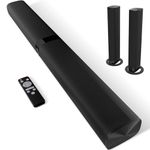 Assistrust Sound Bar, 60W Sound Bar for TV, 5.0 Bluetooth Soundbar for TV, Wired & Wireless Soundbar with Dynamic Volume Boost, ARC/Optical/AUX Connection, 2 in 1 Detachable Sound Bar for Smart TV