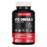 Triple Strength rTG Omega-3 Fish Oil 2000 mg w/EPA & DHA Fatty Acids 120 Softgels Helps Brain & Heart Health Immune Supports for Men & Women Burpless Fish Oil Non-GMO Made In Canada