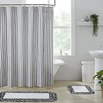 VHC Brands, Sawyer Mill Ticking Stripe Shower Curtain, Black, 72x72