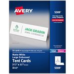 Avery White Laser & Ink Jet 3 1/2 x 11 Inch Tent Cards 50 Count (5309)