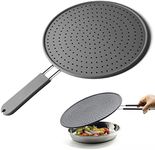 Silicone Splatter Screen Pan Cover 11", Heat Insulation Cooling Mat, Strainer, Drain Board, Oil Splash Guard for Frying Pan, Non-Stick, Heat Resistant Universal Pan Cover