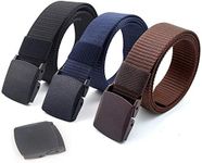 Coobbar 3-Pack Nylon Canvas Belt Plastic Buckle Belt Travel Adjustable Nylon Web Slide Belt, Dark, Generic