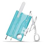 Victorinox Swiss Card Nail Care, Swiss Made Pocket Tool, Credit Card Size, 13 Functions, File, Scissors, Ice Blue Transparent
