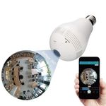 CAMLEIGH Camera WiFi Full HD Bulb Shape Fisheye 360° Panoramic Wireless WiFi IP CCTV Security Camera with Coloured Night Vision