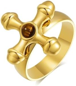 Joo&Rind Women's Ring with Crosses Jewel, Stainless Steel Rings Gold Waterproof – Friendship Rings & Partner Rings, Fashion Jewellery Gift for Women, Stainless Steel