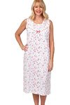 Marlon Women's Marlon Women's Louise Sleeveless Cotton Jersey Nightdress Nightgown, Lyla Pink, 20-22 UK