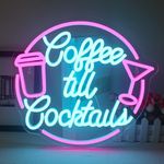 Coffee till Cocktail Neon Signs Blue Pink Led Neon Bar Sign Letter Neon Light Coffee Led Signs Cocktail Bar Neon for Cafe Bar Restaurant Party Wall Decor Gift