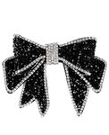 EvoNest Rhinestone Crystal Bow Hair Clip, Black Glitter Design, Sparkly Hair Accessory