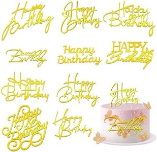 10 Pezzi Topper Torta Compleanno, Happy Birthday Cake Topper, Decorazione Torta Compleanno in Acrilico Serie di Torta di Compleanno Forniture Decorazioni torta oro